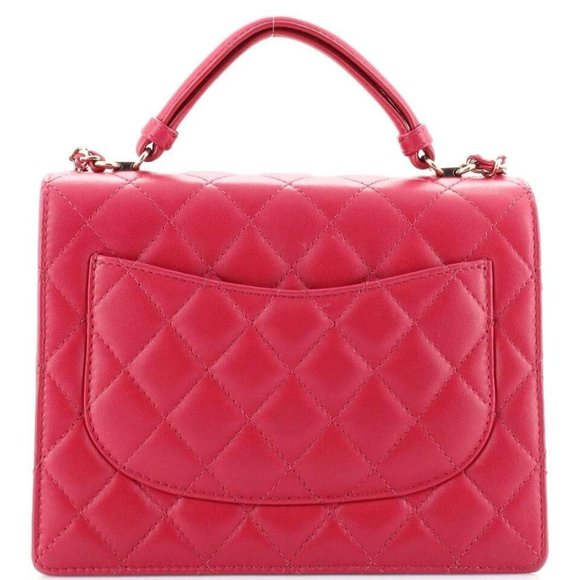 100% AUTHENTIC CHANEL LAMBSKIN QUILTED SMALL HAND TIED TOP HANDLE FLAP BAG - Picture 3 of 16